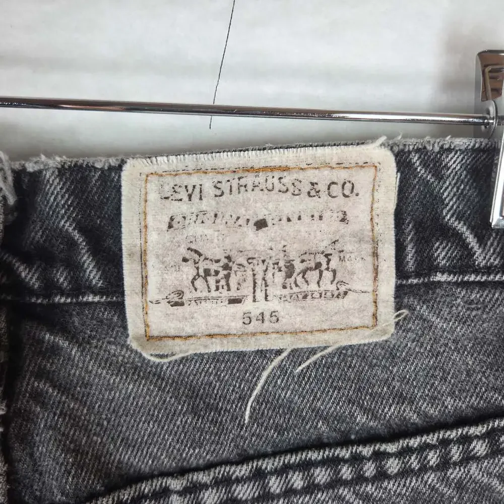 Vintage 90s Levis 545 Orange Tab Jeans Mens 38x28 Black USA Saddle Distressed